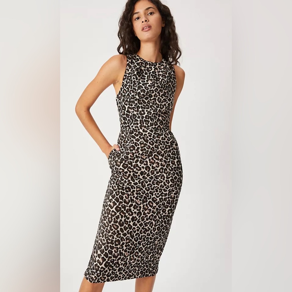Anthropologie Benicia Jacquard Animal Print Midi Dress